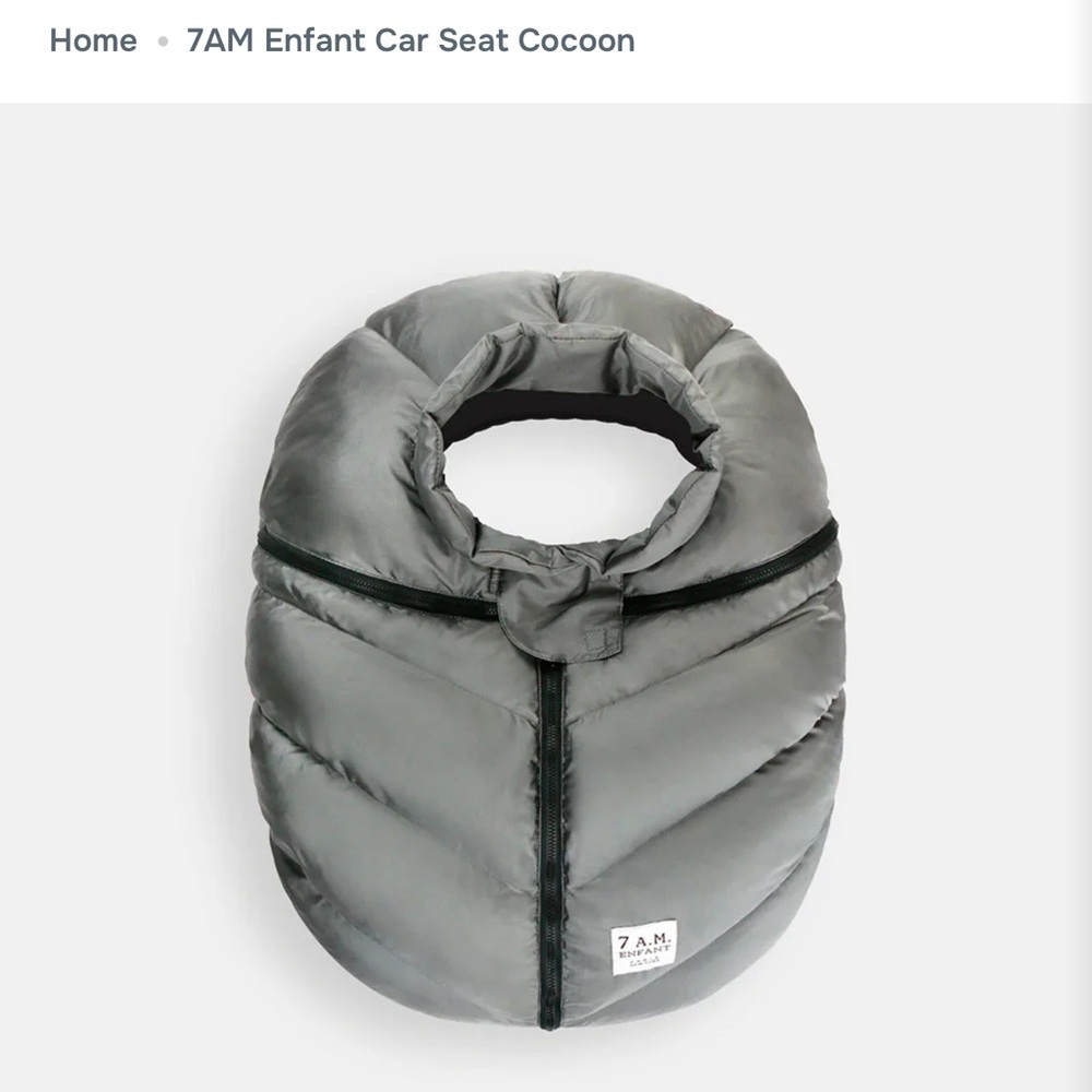 7 A.M. Enfant Gray Car Seat Cocoon - Padded Infant Cover
